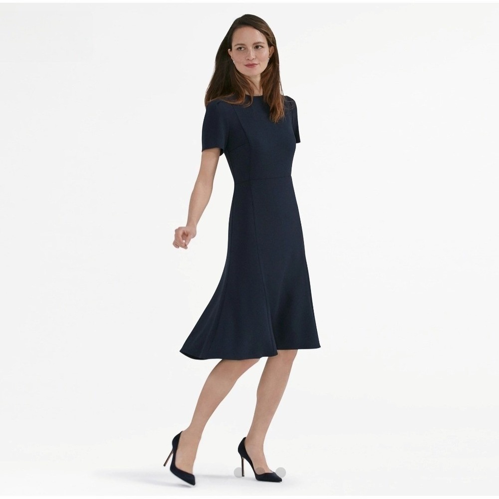 M.M.LaFleur Inez 1.0 Dress Staccato Black Short Sleeve Fit Flare Midi NWT Size 2
